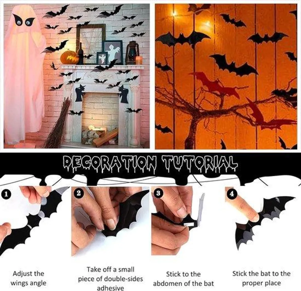 Déco Halloween facile : toile, nappe et chauves-souris 3D sans effort
