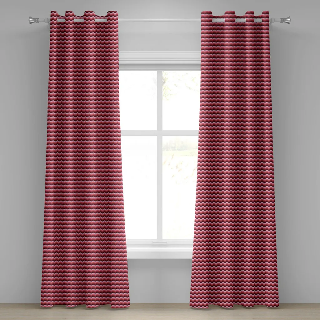 Rideaux décoratifs 2 panneaux symétrie zigzag pour salon et chambre