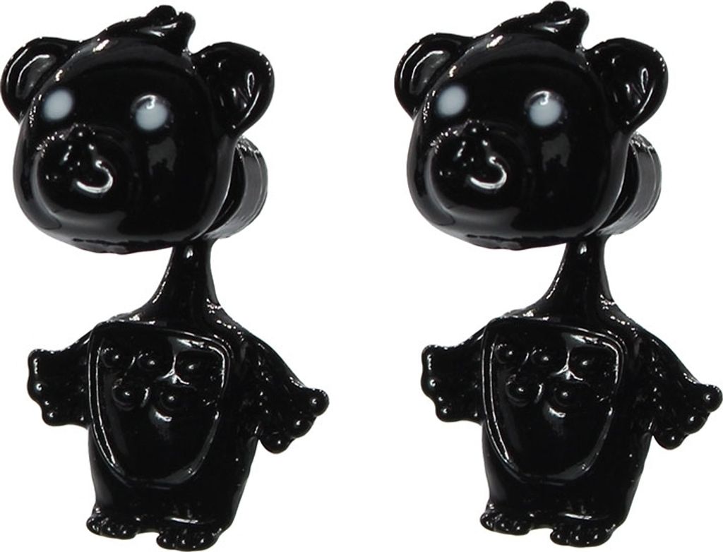 3D Fuchs Fox Eule Bär Ohrstecker Ohrringe Bär Schwarz