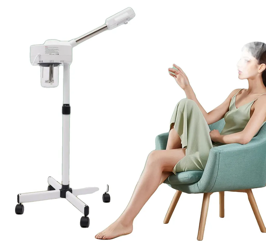 Sauna facial réglable et ionique ivoire pour soin du visage à domicile