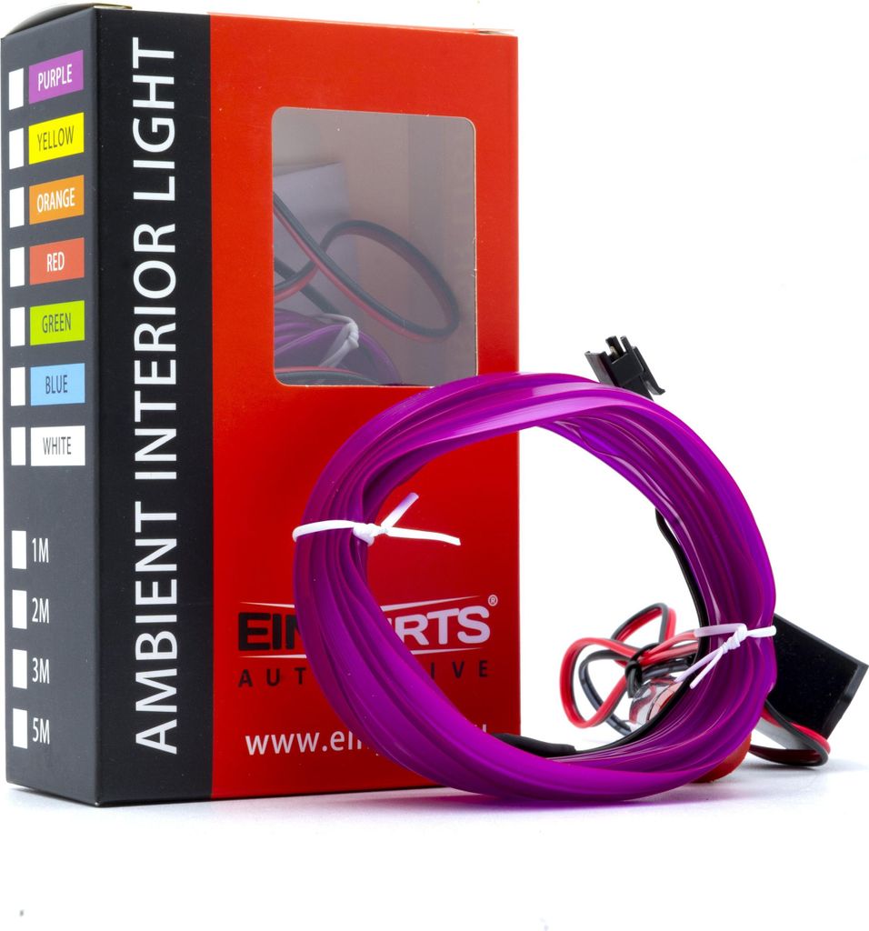 LED Auto Lichtleiter Umgebungslicht 12V Lila 3 Meter