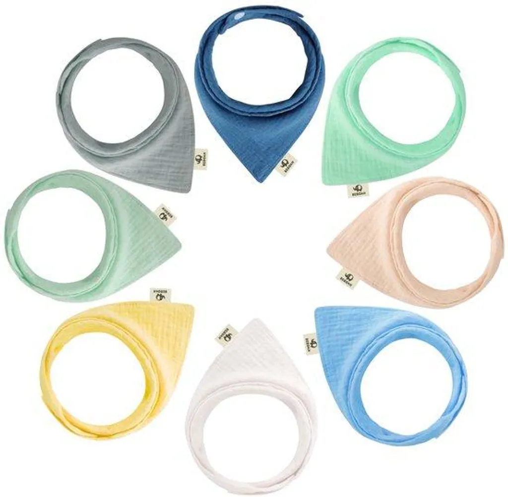 Lot de 8 foulards bébé triangle unis en coton doux pour enfant 1-3 ans