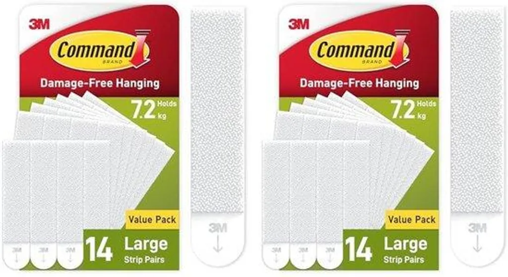 Fixer sans percer ni abîmer le mur : 28 bandes adhésives 7,2kg blanches