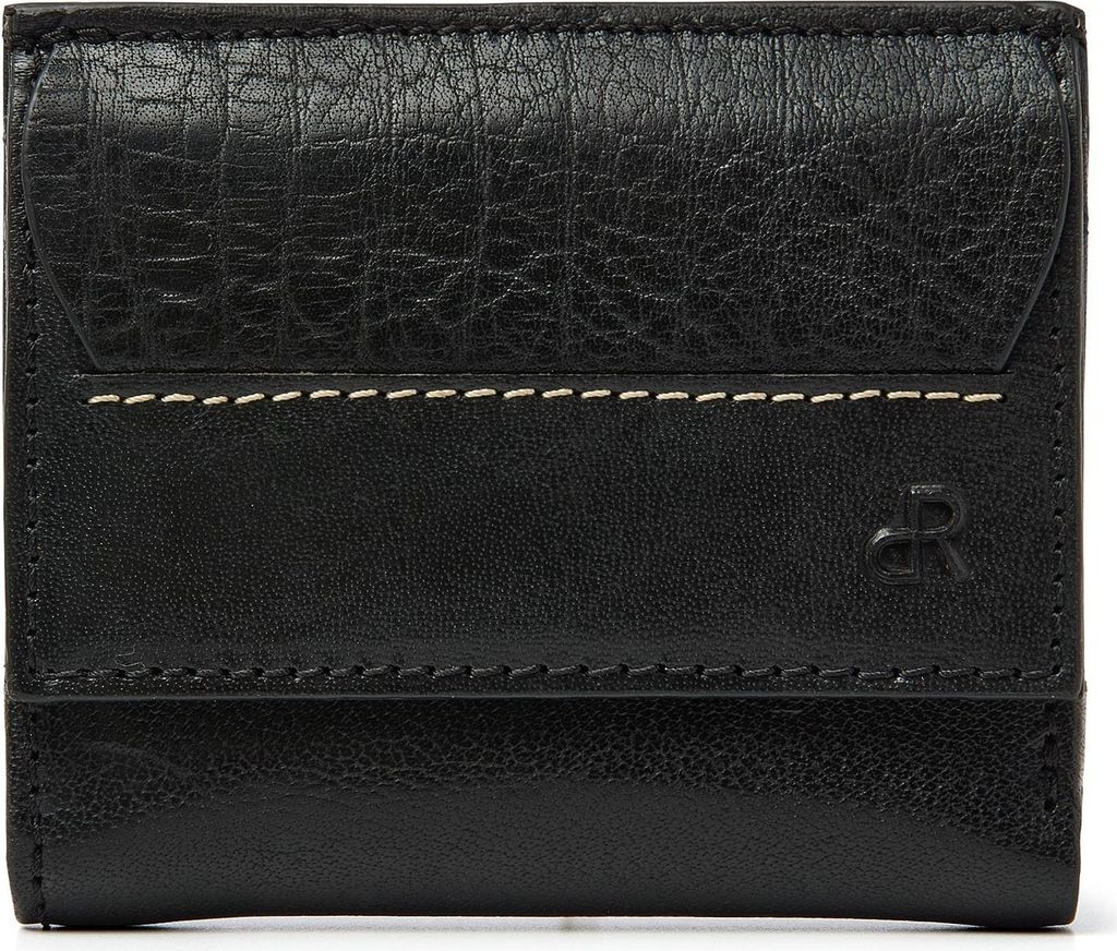 dR Amsterdam Leder Geldbörse Damen klein mit RFID-Schutz | Geldbörse & Kartenhalter für Frauen | Damen Geldbörse mit Klappe | Waxi - 78535 Black
