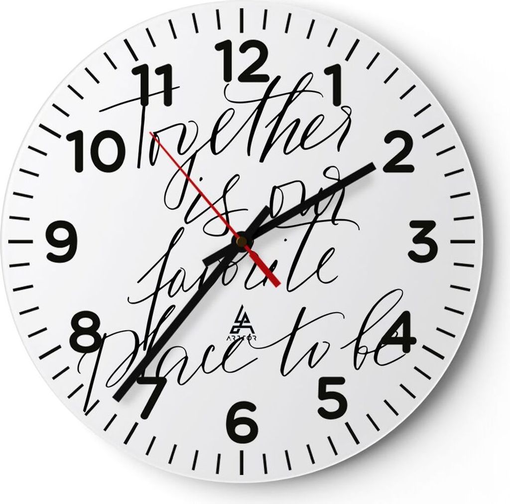 Wanduhr - Rund - Glasuhr - Gemeinsam unser Ort - 30x30cm - Produktbild 