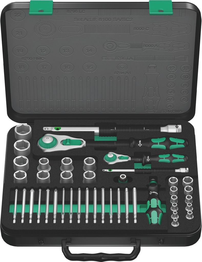 Steckschlüsselsatz 8100 SA/SC 2 Zyklop 43-tlg.1/4+1/2 Zoll SW 4-24mm