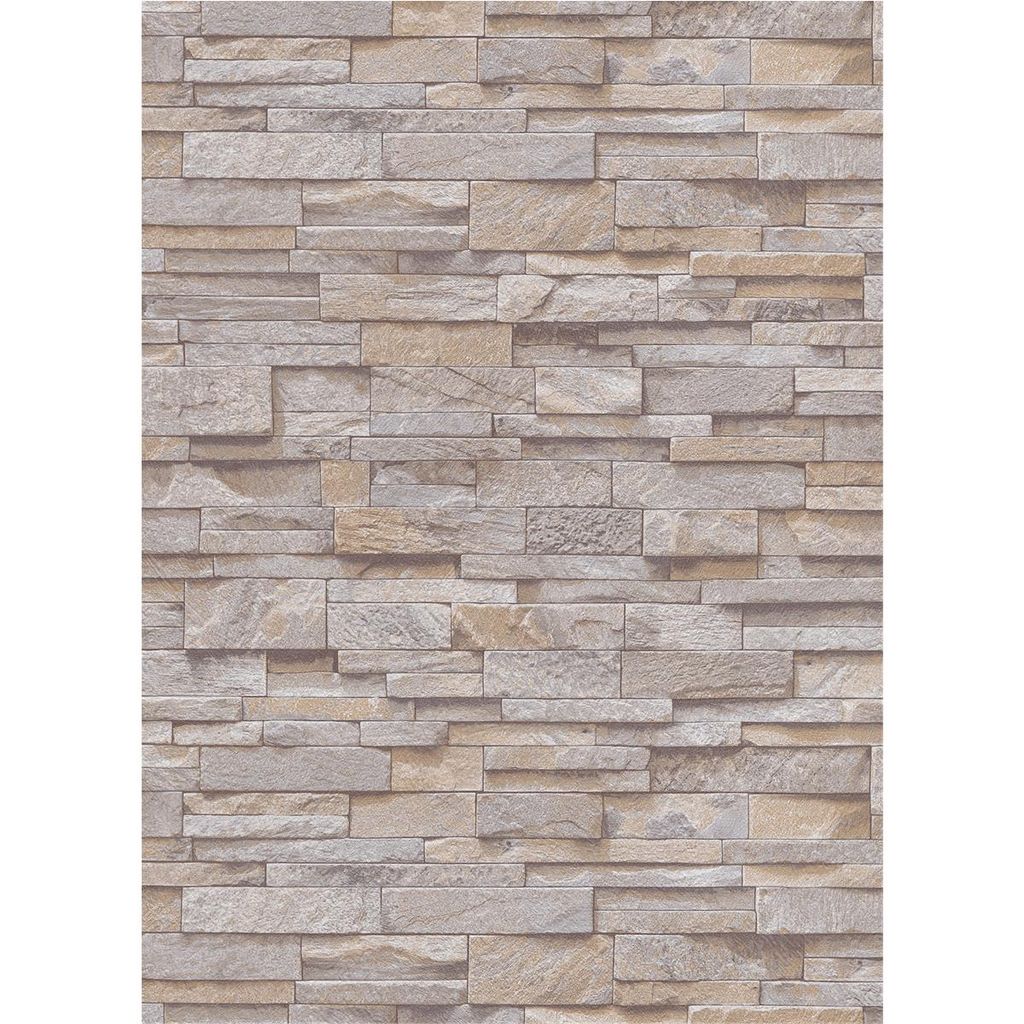 A full-frame image of a stone-effect wallpaper.