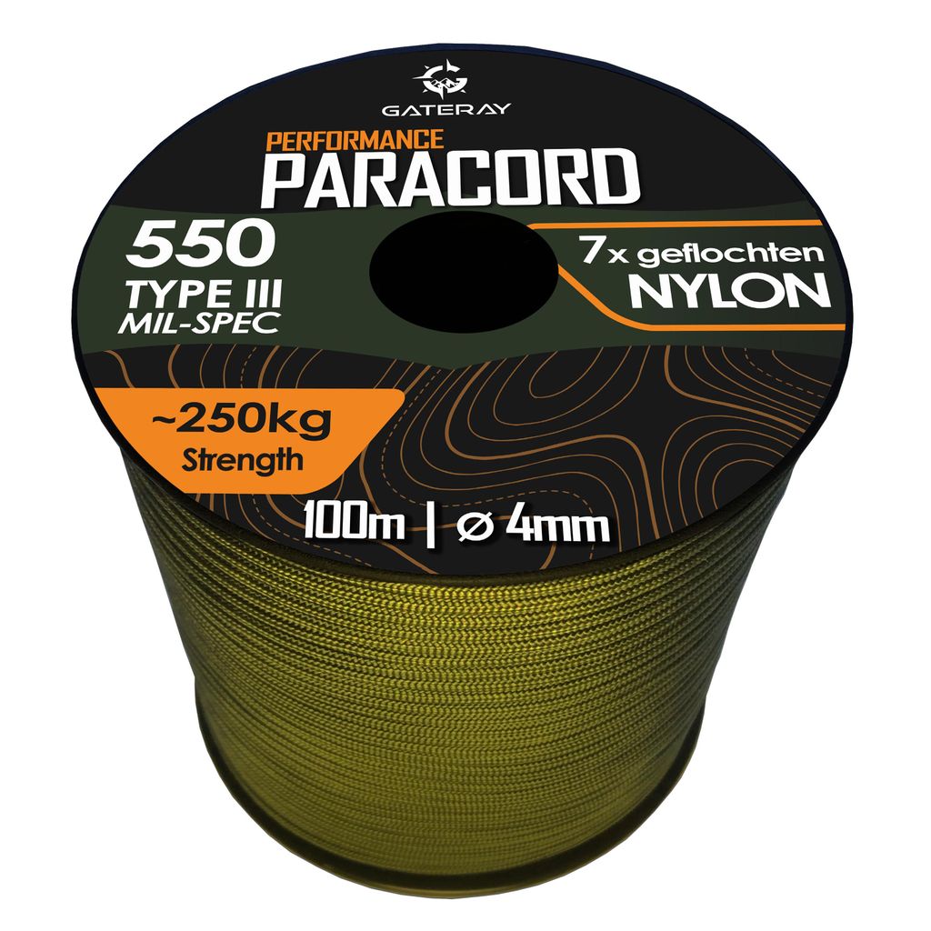 GATERAY® Performance Paracord 550 4mm Nylon 100m Schnur - Produktbild 