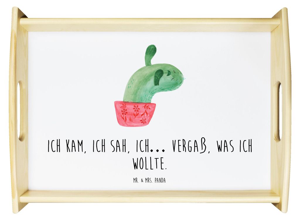 Mr. & Mrs. Panda Tablett Kaktus Mama - Weiß - Geschenk, Motivation, aus holz, Kakteen, essenstablett, Holztablett, Büro, Quote, Ärger, Servier, ...