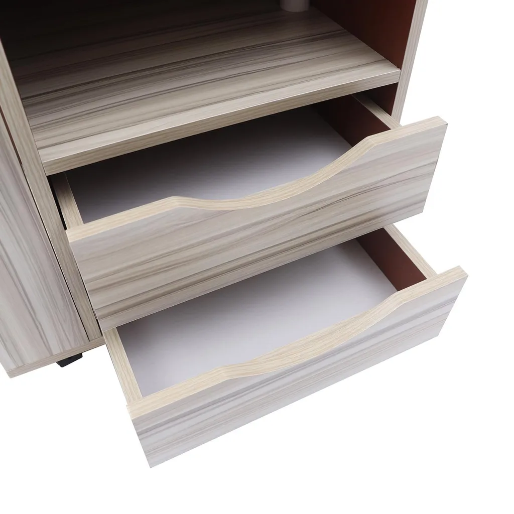 Table de chevet à roulettes verrouillables et plateau orientable