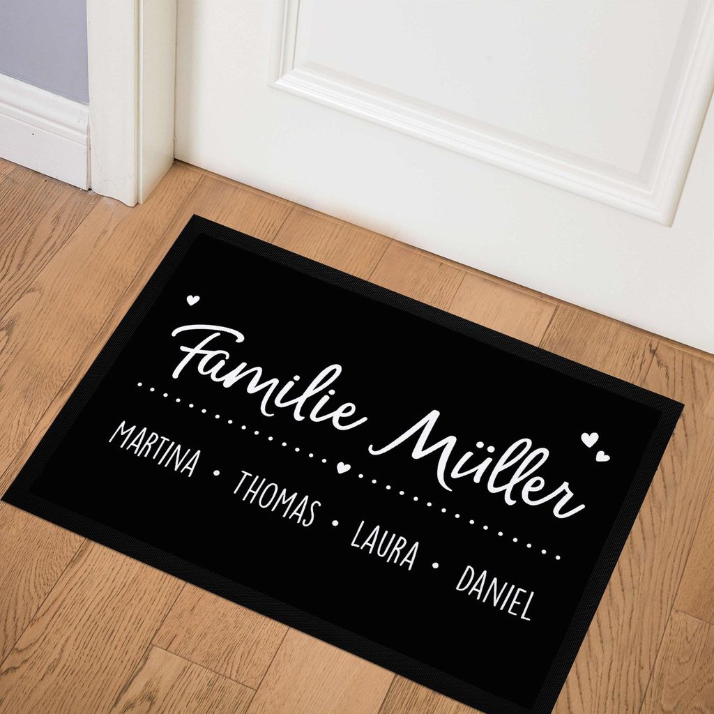Fußmatte mit Namen Familie personalisiert Fußabdrücke Vornamen Familienname 