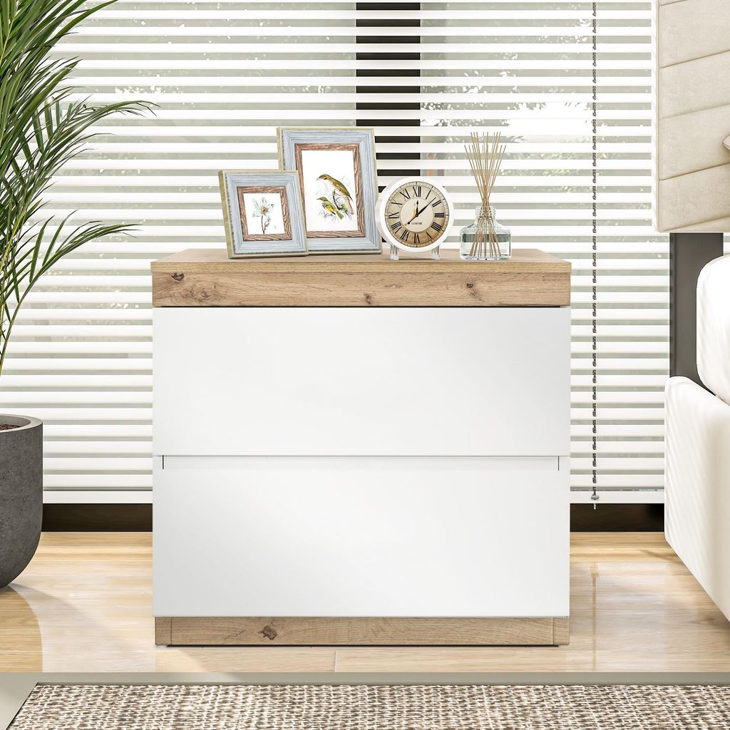 OKWISH Table de nuit - Chevet Moderne avec 2 Tiroirs et Image du produit 