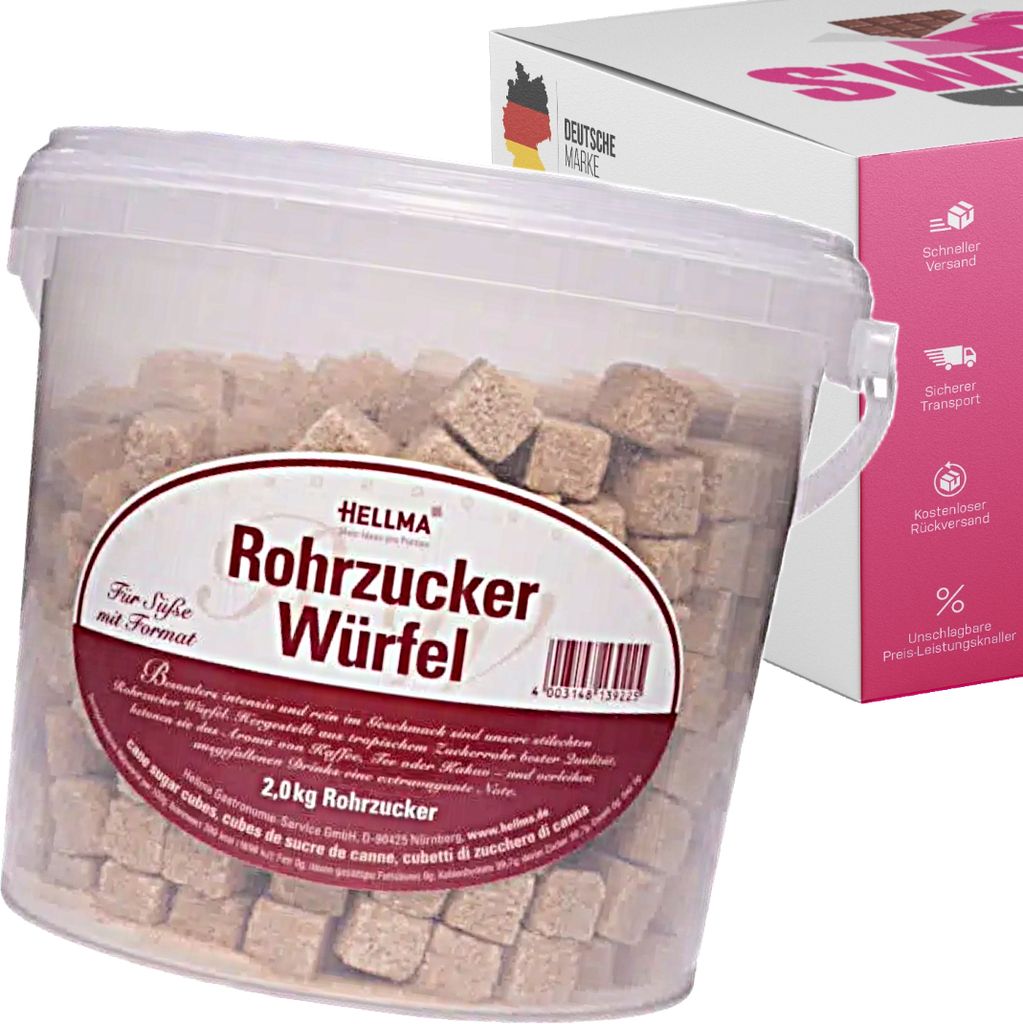 Hellma Rohrzucker-Würfel Eimer 2 kg Produktbild 