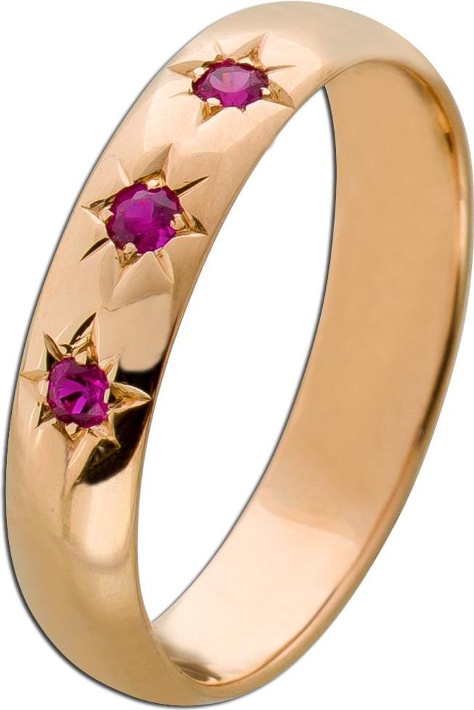 Rubinring Rosegold 585 14K rote Rubin Edelsteine 0.30ct Antikschmuck 19