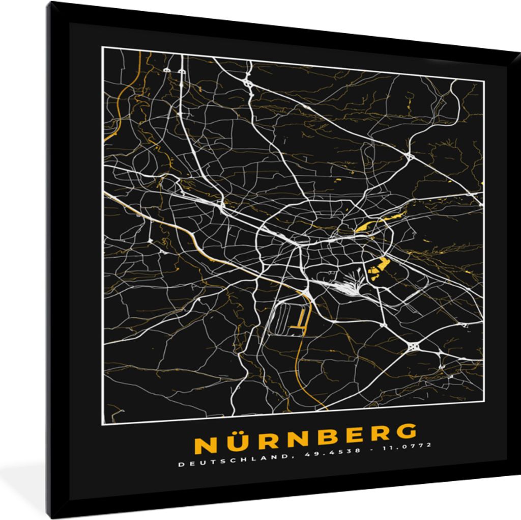 MuchoWow® Gerahmtes Poster Nürnberg - Stadtplan - Karte - Produktbild 