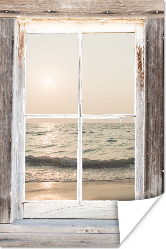 MuchoWow Poster Durchsichtig - Holz - Meer 40x60 cm - Plakate für die Wand - Poster Babyzimmer