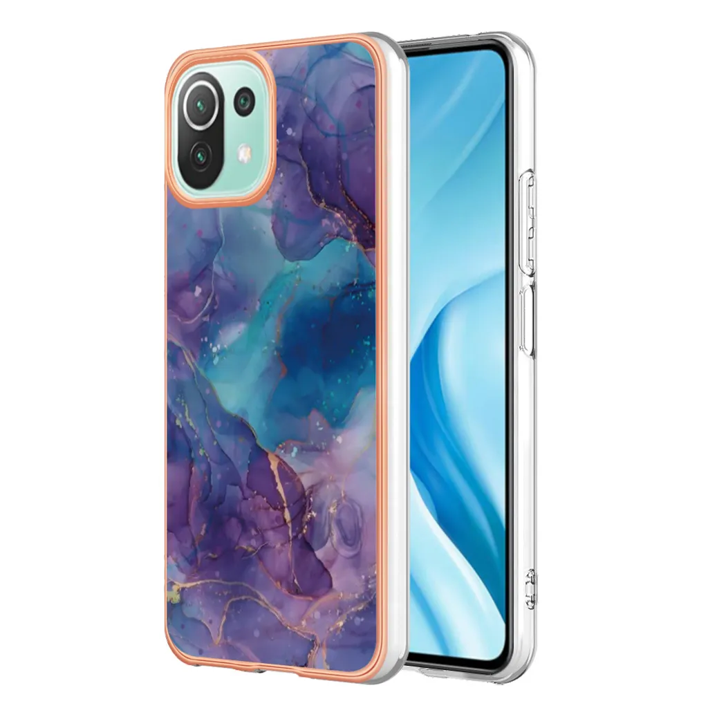 Custodia per Xiaomi Mi 11 Lite, custodia in silicone TPU con motivo, paraurti antiurto Viola