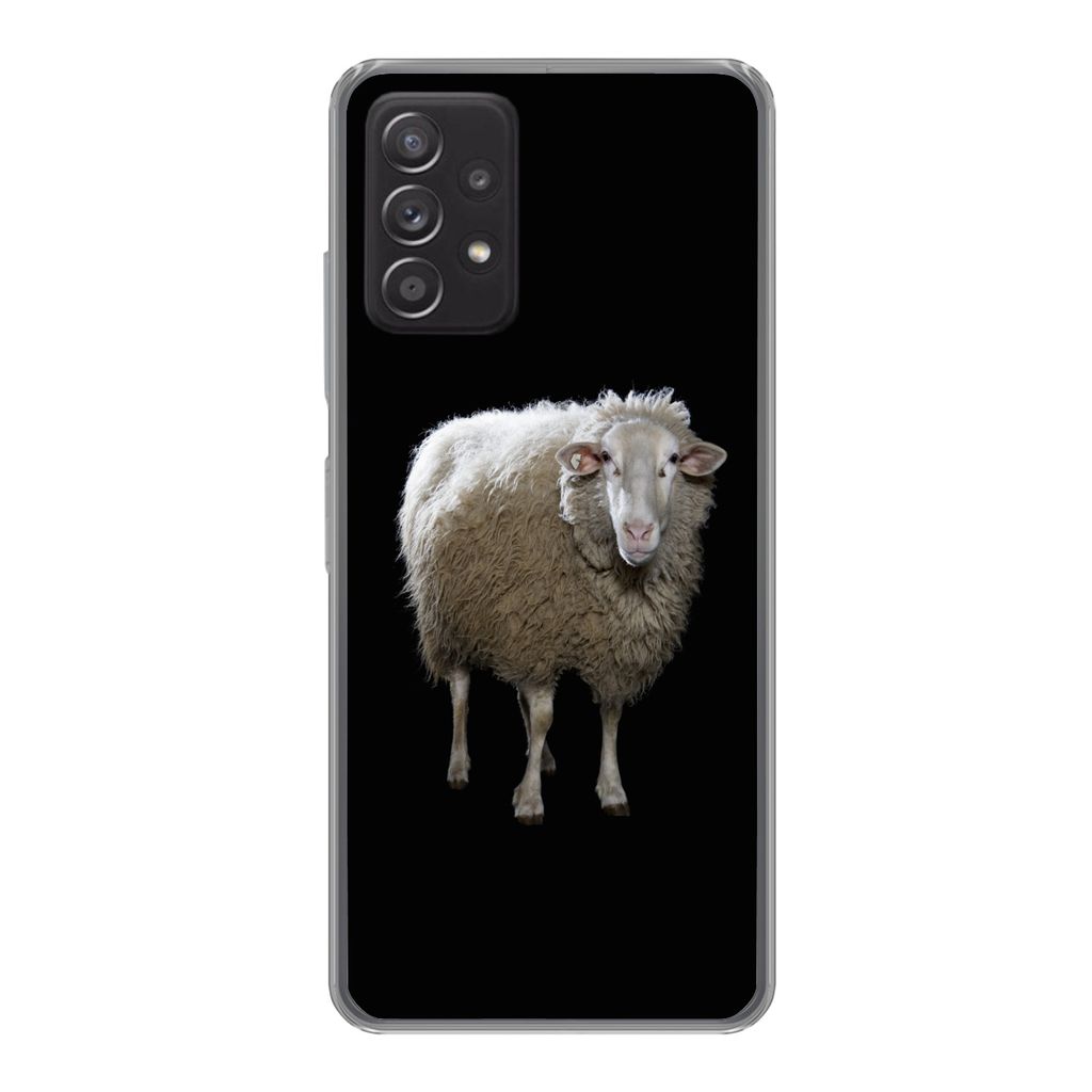 MuchoWow Handyhülle Schutzhülle Hülle für Samsung galaxy a73 Schafe - Nutztiere - Schwarz Silikon Softcase Handy Hülle - Handyhülle