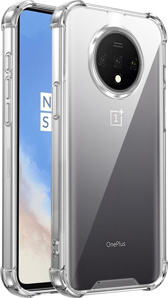 Transparent Hülle für OnePlus 7T, Hybrid Klar Rückseite TPU Bumper Stoßfeste Handyhülle