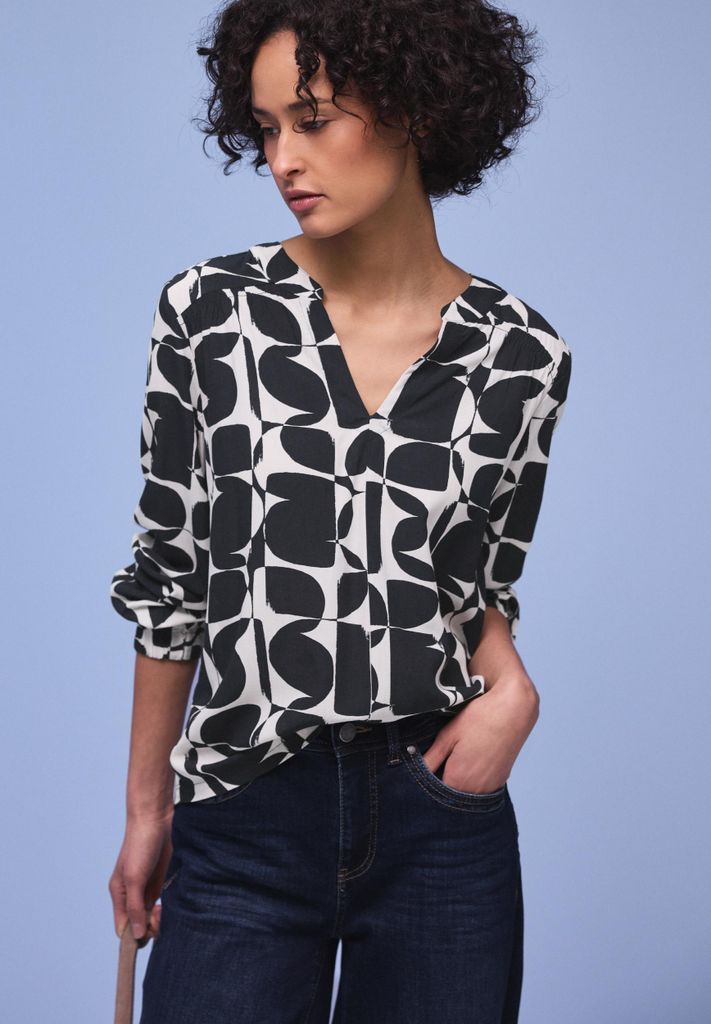 Street One Blusenshirt 'Gemustertes Shirt', A324657, shadowed navy, Gr. 42