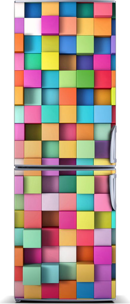 Tulup Kühlschrankdekoration - Magnetmatte - 60 cm x 180 cm - Magnet auf dem Kühlschrank - Abstrakt Quadrate