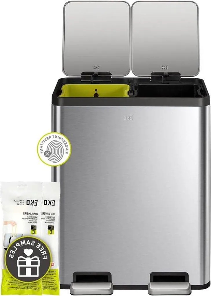 Poubelle double 30L inox avec couvercle silencieux Soft Close cuisine