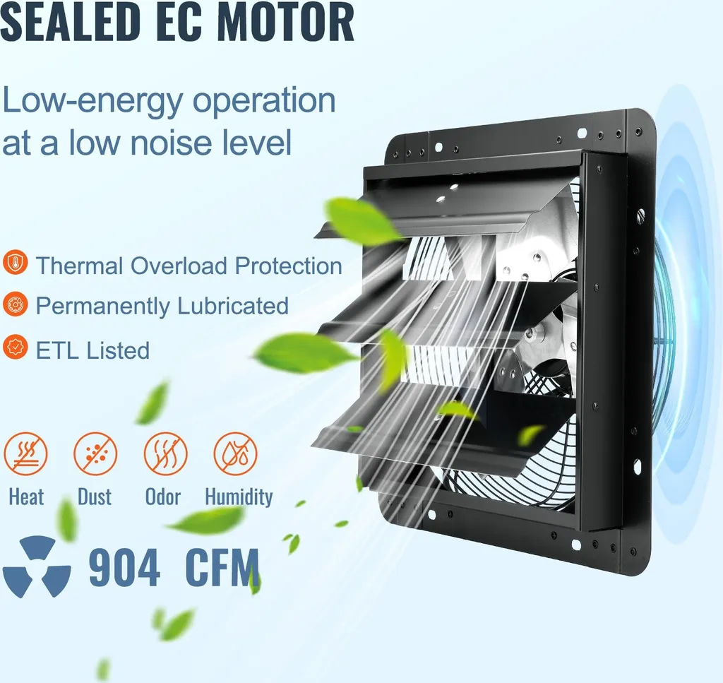 Ventilateur d'extraction mural EC 305 mm 904 CFM avec télécommande EC-904 - 4