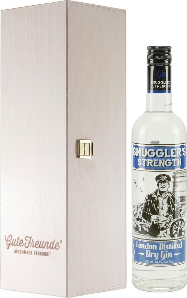Smugglers Strength London Dry Gin mit Geschenk-Holzkiste
