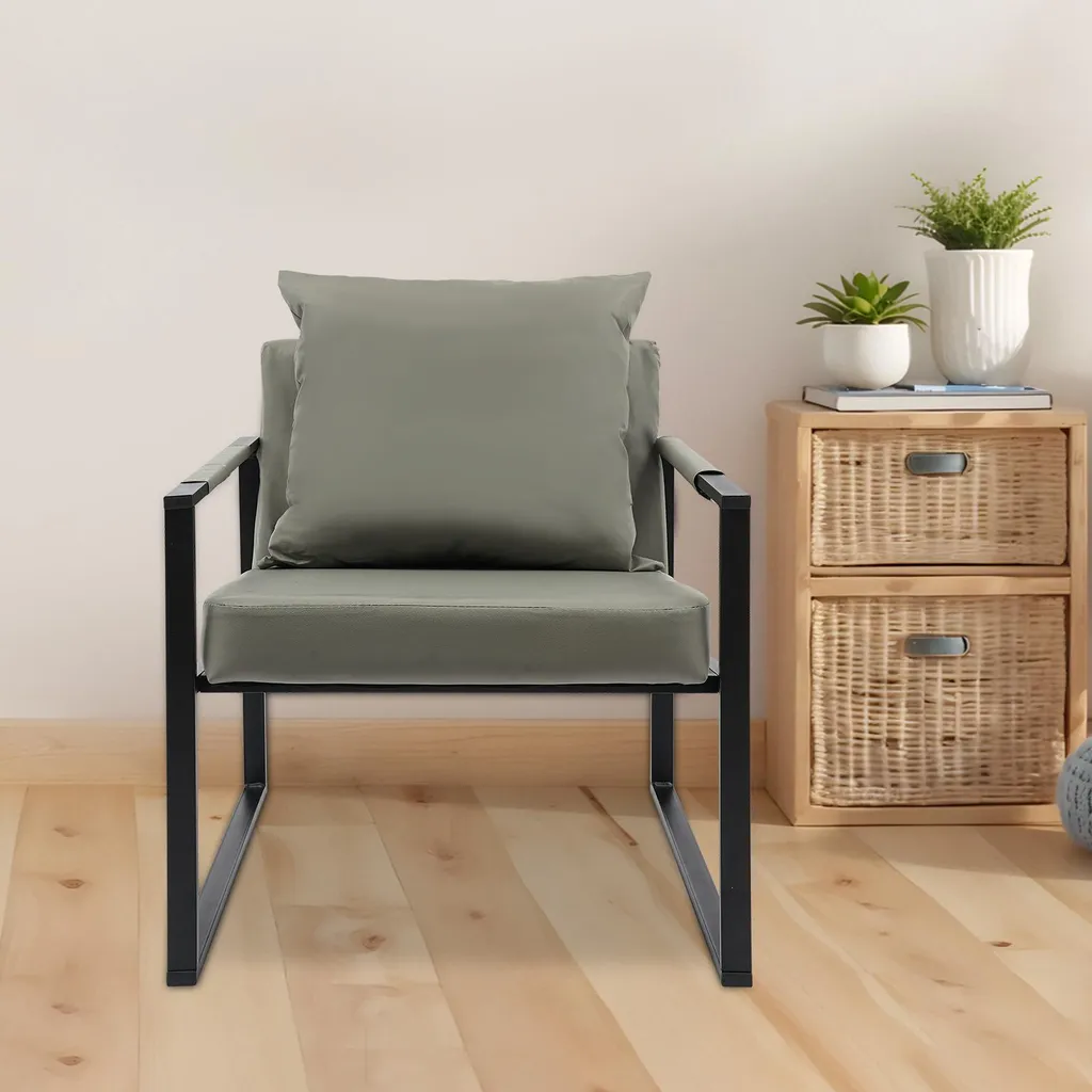 Fauteuil rembourré mousse haute densité avec structure métal stable - 2