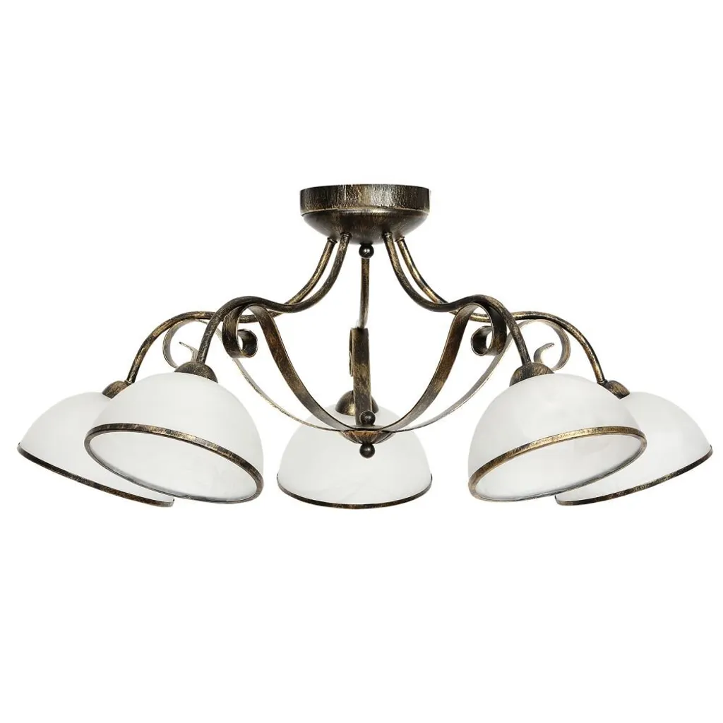 Lustre plafonnier 5 feux Antica en verre doré pour salon et séjour