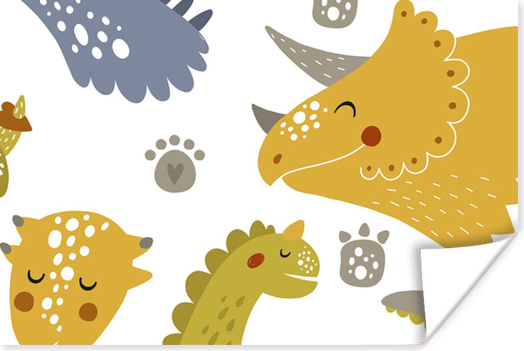 MuchoWow Poster Dinosaurier - Schnittmuster - Jungen - Dino - Kinder 180x120 cm - Fotoplakat