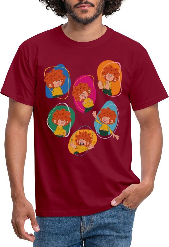 Spreadshirt Pumuckl Zeigt Verschiedene Emotionen Männer T-Shirt, L, Ziegelrot