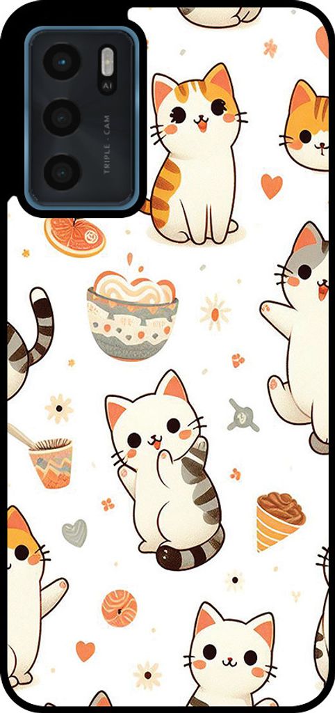 Smartphonica Handytasche passend für Oppo A16 / A16s / A54s mit Katzendruck - TPU Rückendeckung Fall Katze Design