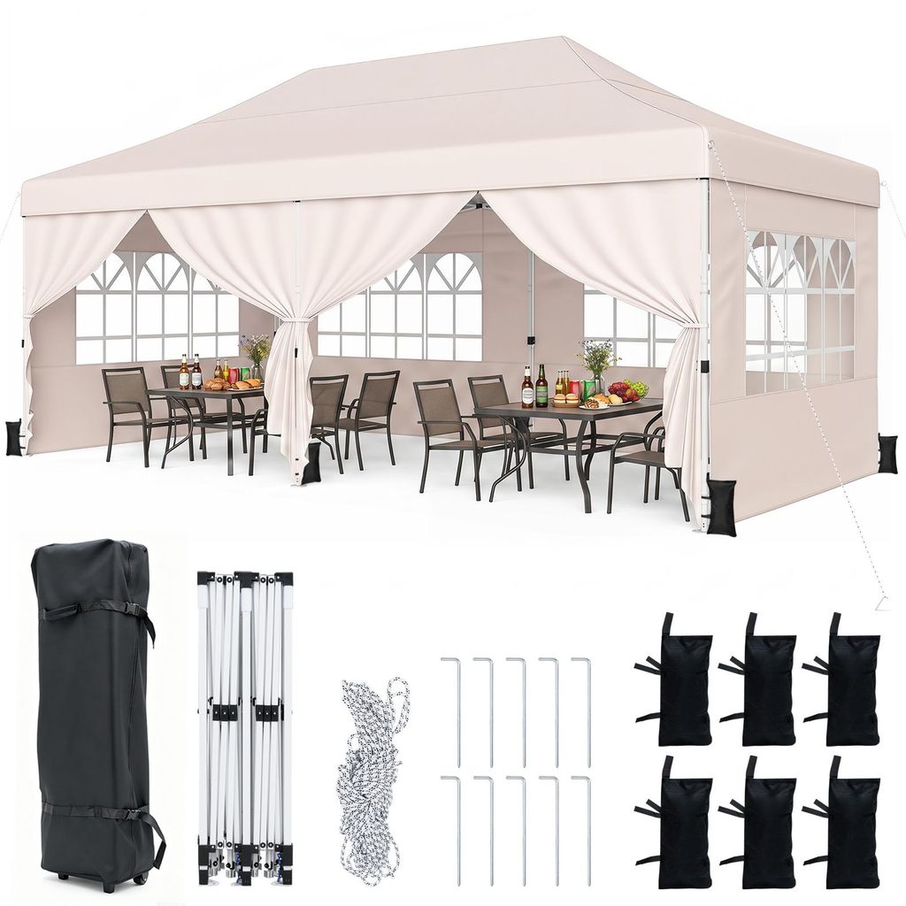 Gazebo pieghevole COSTWAY 3x6 m con 4 pareti laterali, Immagine del prodotto 