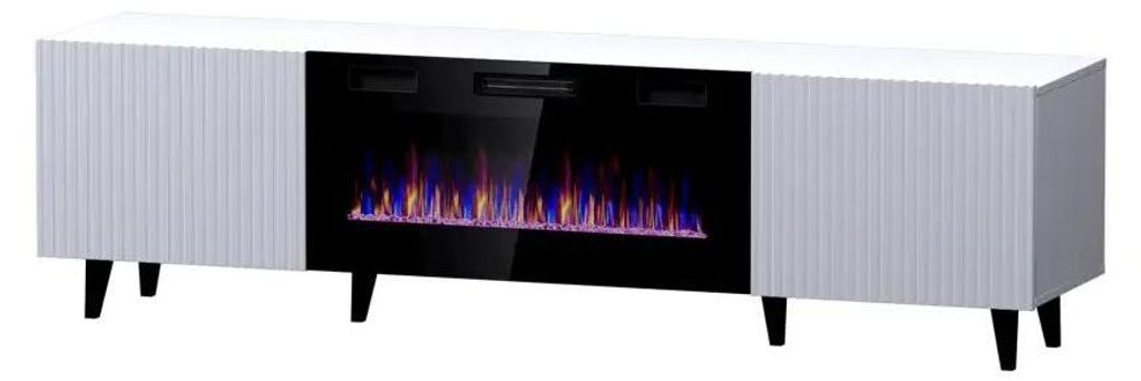 Meuble TV PAFOS EF avec cheminée électrique 180x42x49 cm Image du produit 