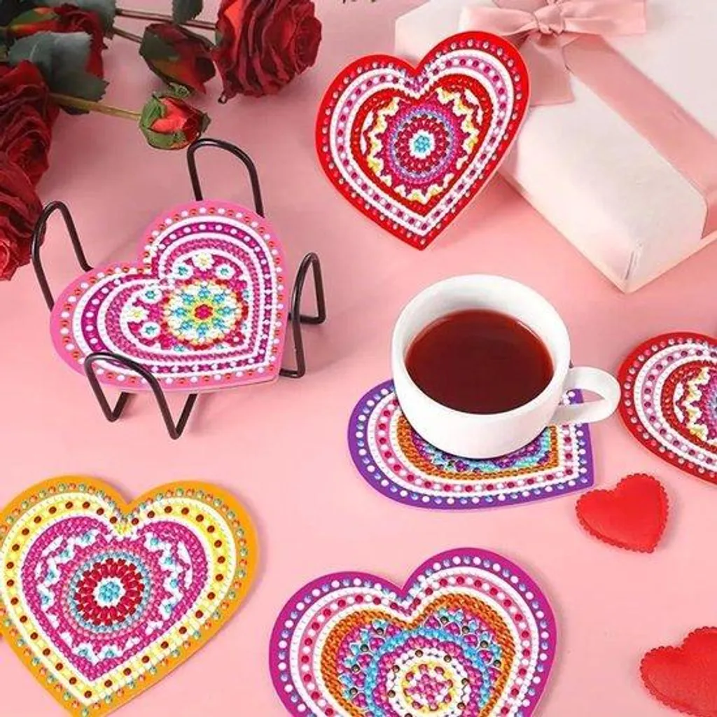 Loisir créatif diamant rose : Kit de 8 pièces thème Dîner et Fête de famille