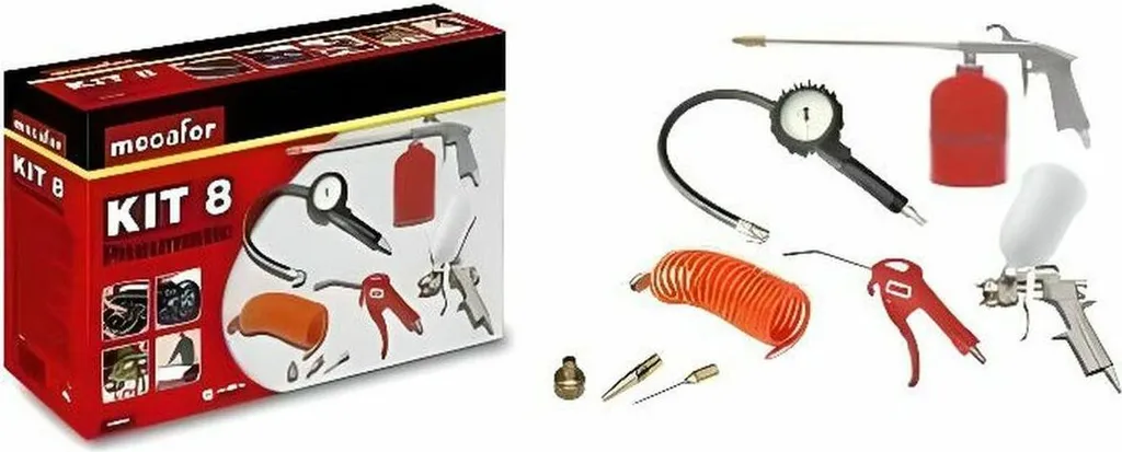 Set de 5 outils pneumatiques pour compresseur avec manomètre de pneus