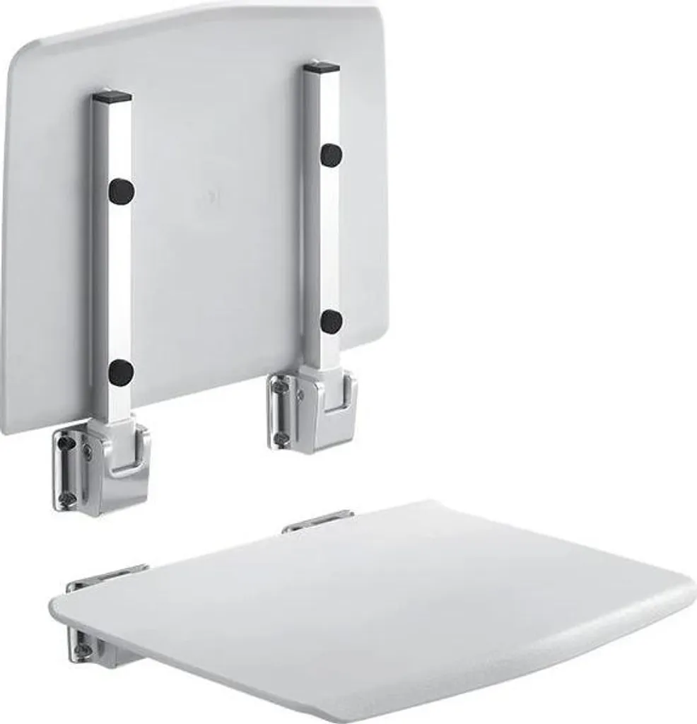 Chaise de salle de bain pliante blanc ivoire - Haute capacité 150kg