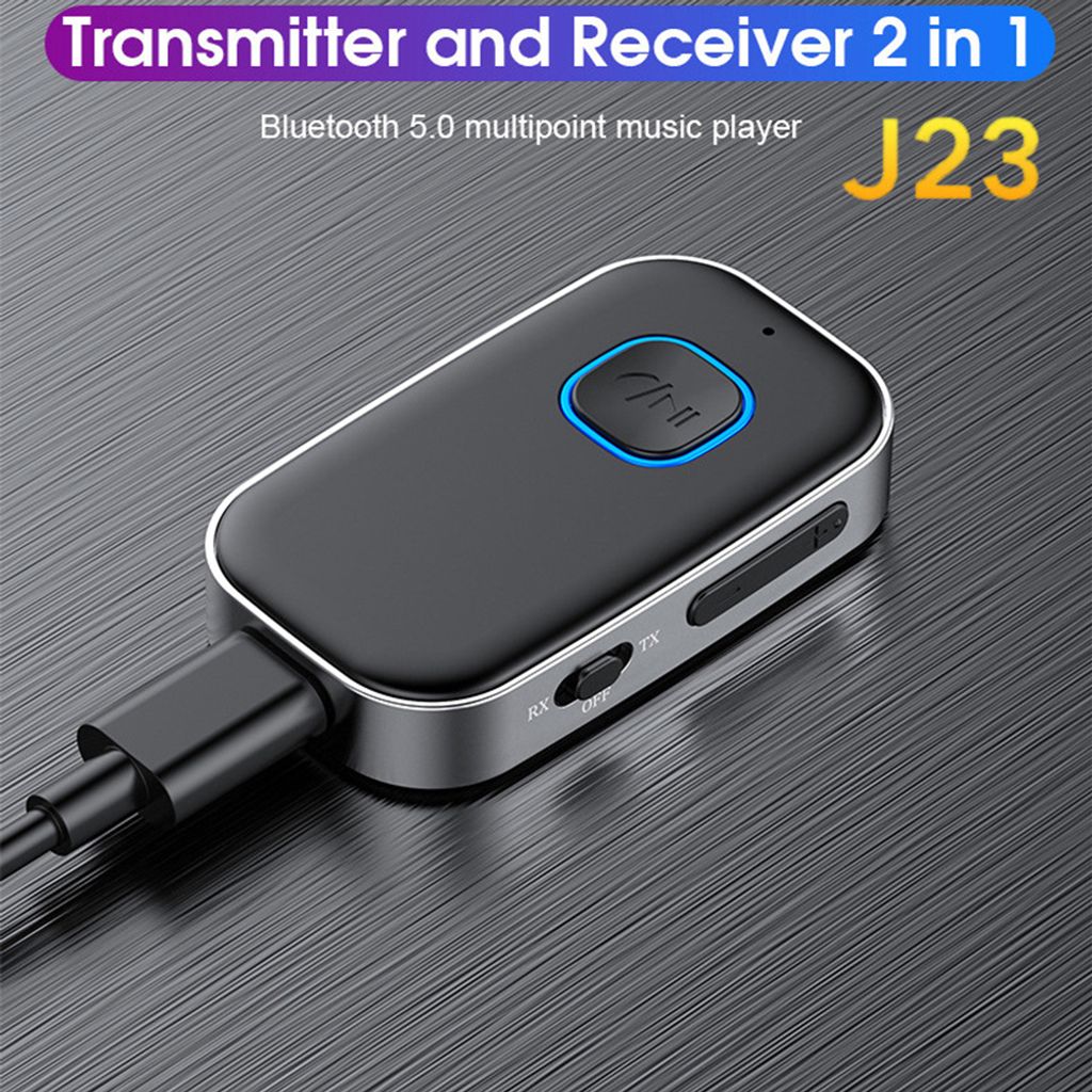 2 In 1 J23 Bluetooth-kompatible 5.0 Audio Transmitter Receiver Eingebauter Mikrofon Rauschen Abbrechen Wireless Adapter Converter schwarz