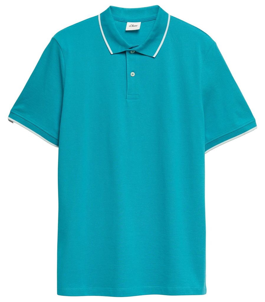 s.Oliver Poloshirt türkisblau XXL Kontraststreifen