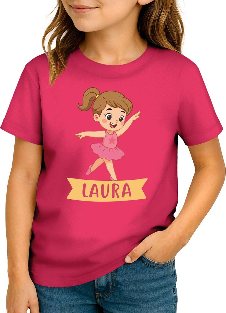Kinder T-Shirt Mädchen Ballett personalisiert mit Name Tanz Shirt für kleine Ballerinas Moonworks