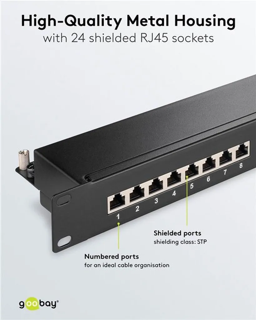 Distribuzione Rete Goobay 90854 CAT 6a STP 24 Porte Rack 19 Pollici - 7