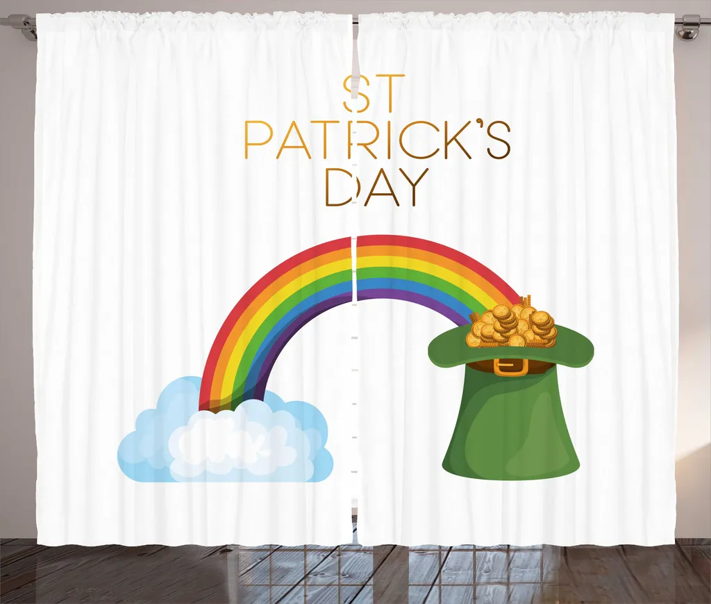 ABAKUHAUS Rideau Saint-Patrick Rustique Chapeau Lutin 280x225cm Vert