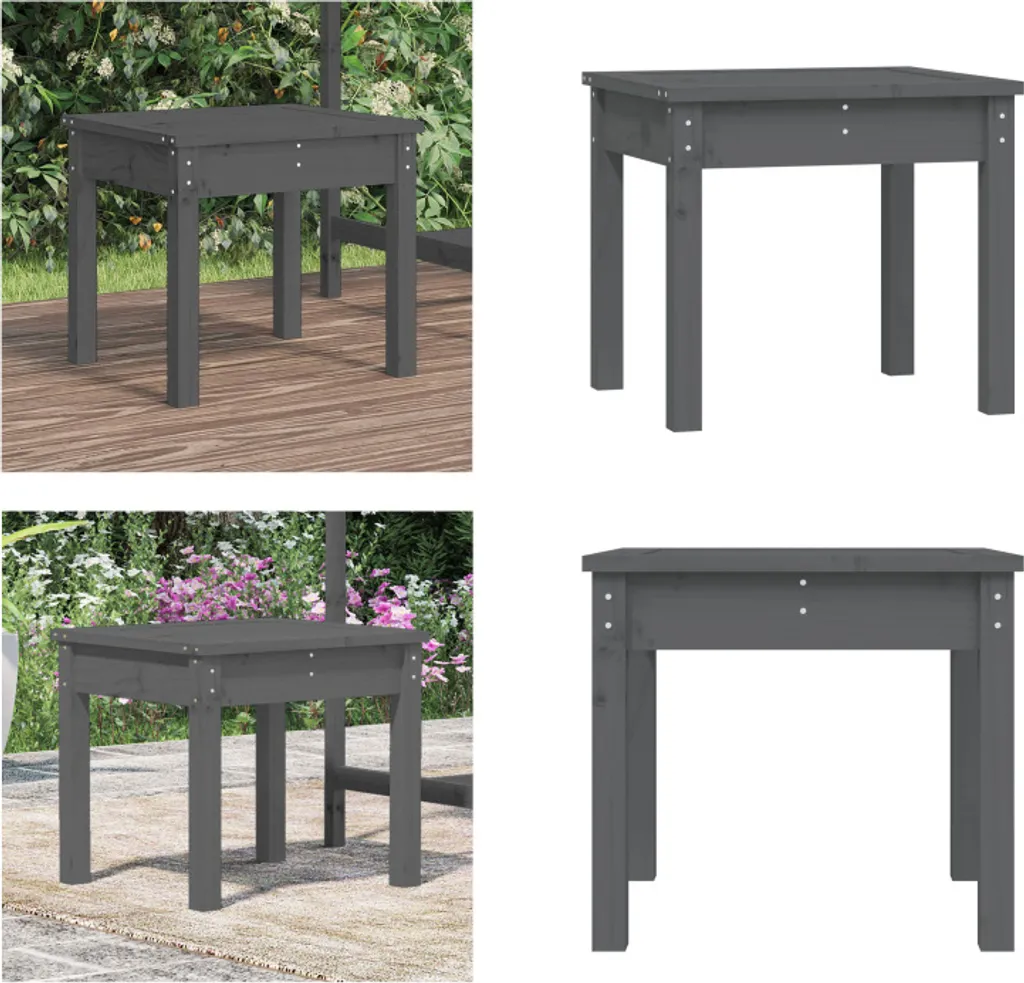Panca da Giardino vidaXL in Pino Massiccio Grigio 50x44x45 cm - Arredo Esterno