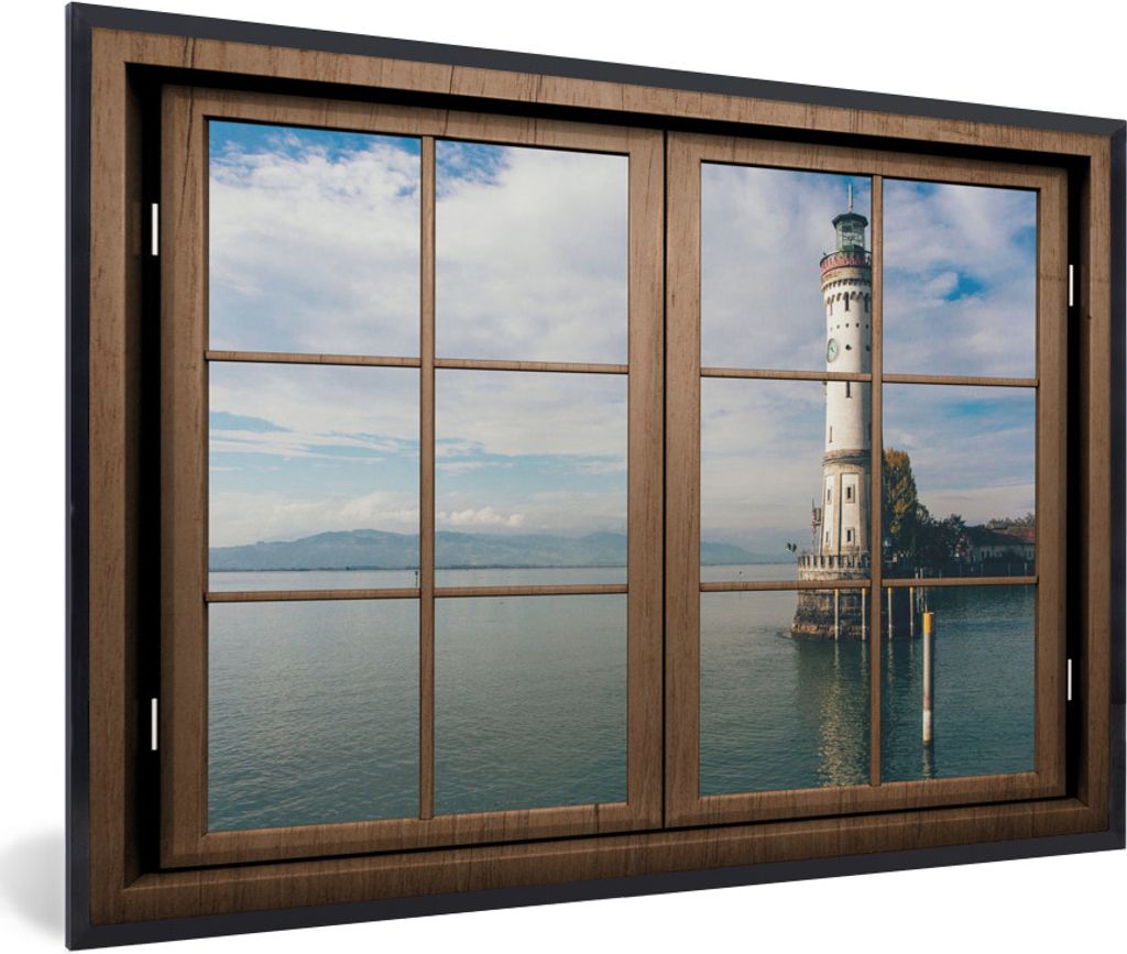 MuchoWow MuchoWow Gerahmtes Poster Aussichtsturm - Leuchtturm - Meer 30x20 cm - Poster mit zchwarzem Bilderrahmen - Kunstdruck - Bild-Poster
