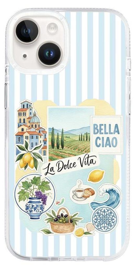 Hartschalenhülle für das iPhone 14, kompatibel mit MagSafe, transparent, Urlaub in Italien, italienische Spezialitäten, La Dolce Vita