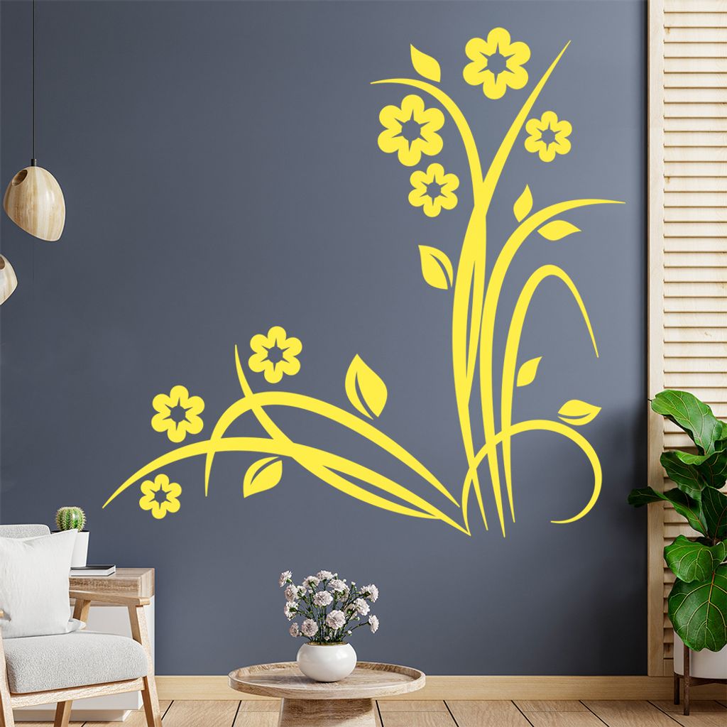 Blumen - Gräser - Blüten Wandtattoo in 6 Größen - Wandaufkleber Wall Sticker - Dekoration, Küche, Wohnzimmer, Schlafzimmer, Badezimmer