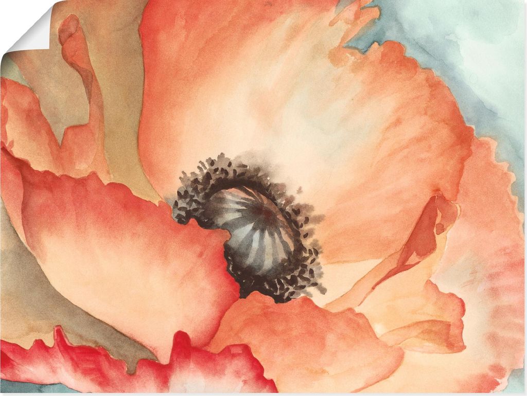 ARTland Poster Wasserfarben Mohn II Größe: 120x90 cm
