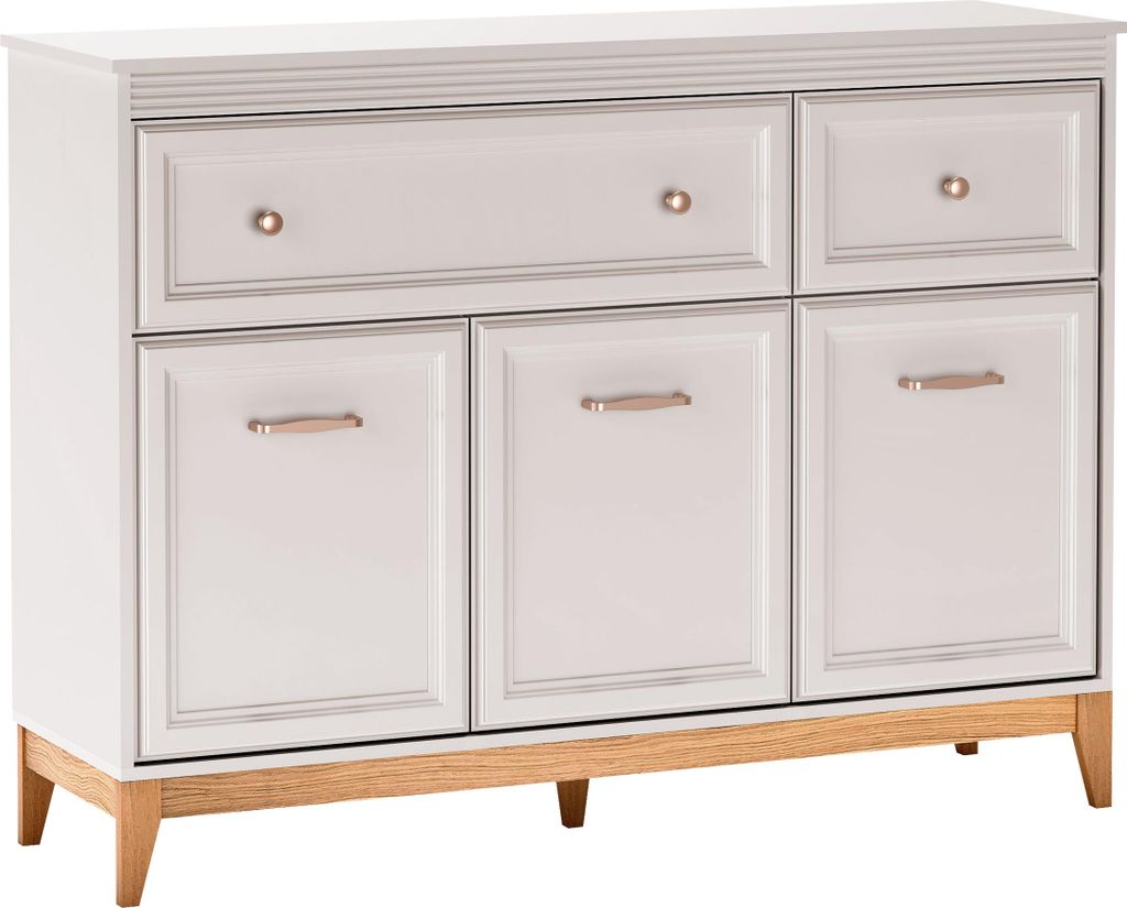 MIRJAN24 Sideboard Windsor W-1, Stilvoll Wohnzimmer, Sideboard mit drei Drehtüren und zwei Schubladen (Farbe: Cashmere)