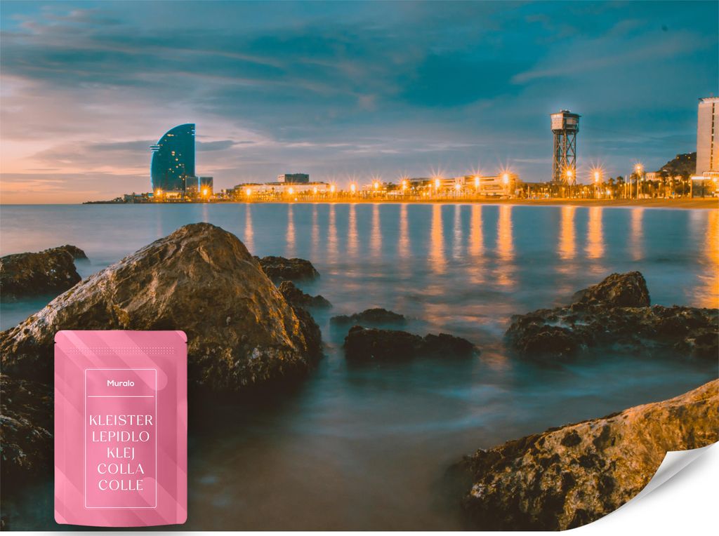 Muralo Vlies Fototapete BARCELONA bei Nacht Architektur Felsen 3D 450x315